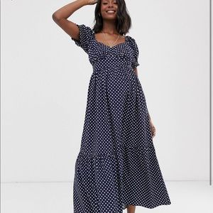 Navy Polka Dot Gorgeous Maternity Maxi Dress